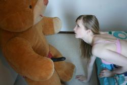 Blowjob and sex with her teddy bear , lol  7/35