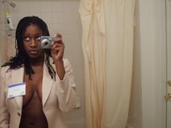 Black amateur girl and her big  tits on selfpics 6/15