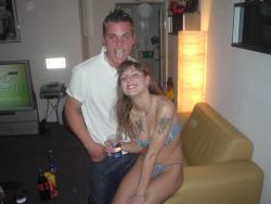 Gangbang slut - get in line boys (34 pics)