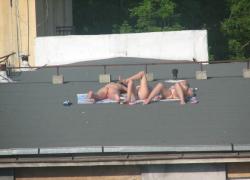 Teens sunbathing in the roof ( voyeur ) 6/13