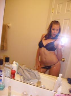 Selfshot pics - cute teen showing tits in bathroom 5/28