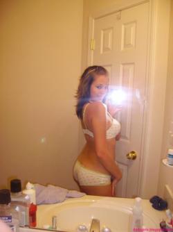 Selfshot pics - cute teen showing tits in bathroom 12/28