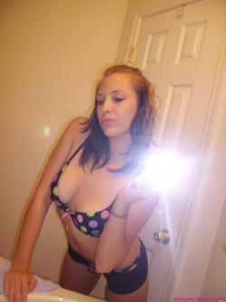 Selfshot pics - cute teen showing tits in bathroom 18/28