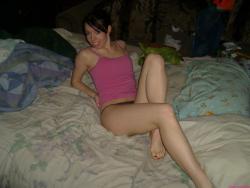 Real amateur - hot girlfriend strips on the bed 8/20