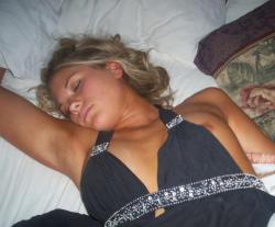 Cute drunk blonde in a short dress strips  7/9