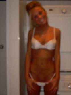 Hot blonde self-shots her small pussy 2/24
