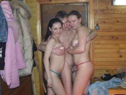 Happy friends in sauna 11/17