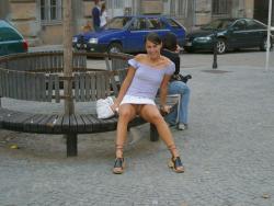 Public nude - another girl upskirt without pants 20/25