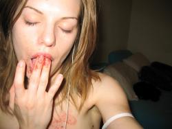 Amateur teen fingering her bloody pussy 18/24