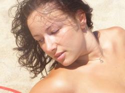 Nice girlfriend topless on the beach 6/9