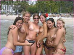 9 girls group shot topless - stolen nude vacation  1/14