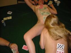 2 babes playing strip poker party 9/10