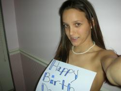 Cute teen selfshot with birthday wishes  14/29