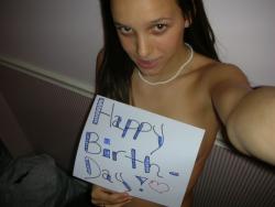 Cute teen selfshot with birthday wishes  15/29