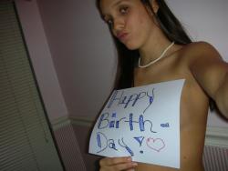 Cute teen selfshot with birthday wishes  17/29