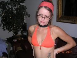 Tatooed bitch with glasses shows off  6/9