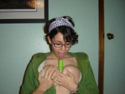 Geeky cutie showing off her great tits 15/22