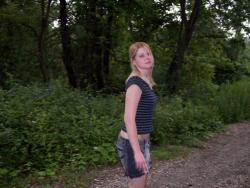 Blonde girlfriend flashing in the woods upskirt  2/7