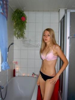 Russian blonde with small tits 55/59
