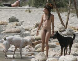 Naturist hippie young girl on a beach in spain 17/18