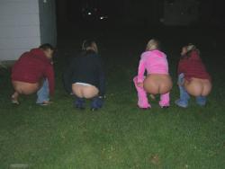 Groups of girls pissing in public - peeing on curb 5/12