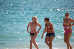 Three teen girls blend in on a nudist beach 6/14