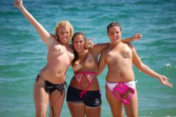Three teen girls blend in on a nudist beach 7/14