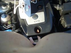 Posing in transapent underwear on car 3/44