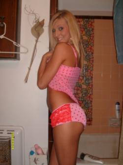 Pink blonde pose in sweat underwear 10/36