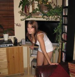 Cindy - amateur teen in white thong 7/62