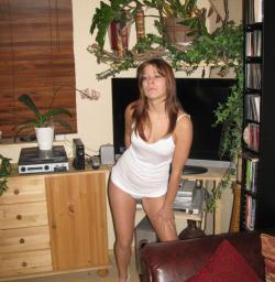 Cindy - amateur teen in white thong 6/62