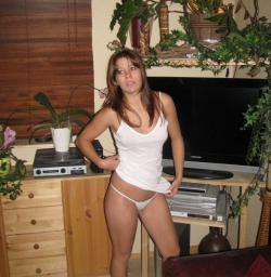 Cindy - amateur teen in white thong 10/62