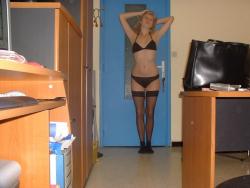 Blonde girl naked in office room 42/66
