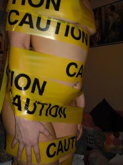 Tight blonde with caution tape 17/42