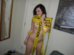 Tight blonde with caution tape 21/42