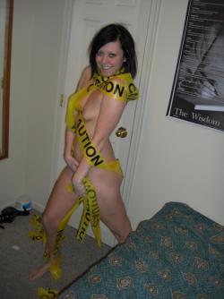 Tight blonde with caution tape 24/42