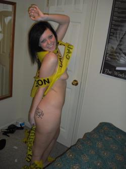 Tight blonde with caution tape 25/42