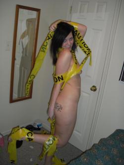 Tight blonde with caution tape 26/42