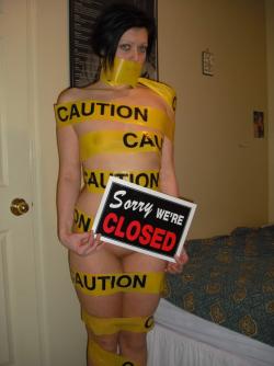Tight blonde with caution tape 42/42