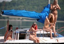 Naked girls sunbathing on the boat 7/23