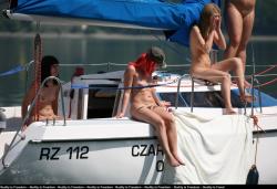 Naked girls sunbathing on the boat 6/23