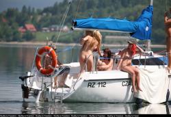Naked girls sunbathing on the boat 21/23