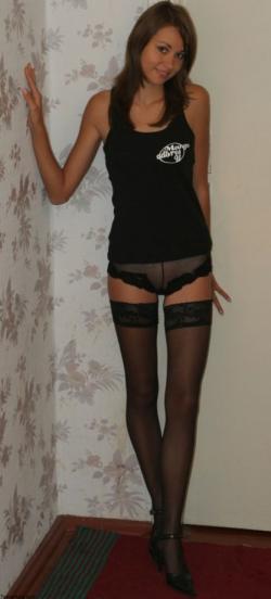 Alice - teen in black stockings and sheer panties 78/223