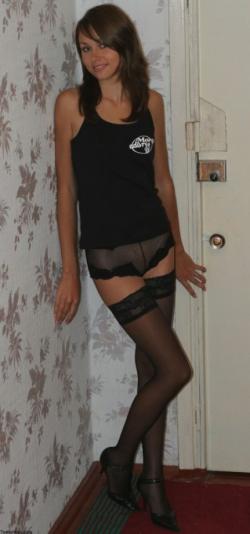 Alice - teen in black stockings and sheer panties 201/223