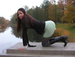 Beautiful brunette posing outdoor and at home 4/20