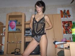 Cute brunette posing dressed and undressed serie 9 6/10