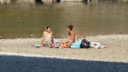Topless nudist babes with tanga tanning in sun 16/18