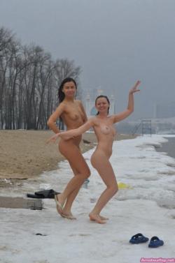 Horny students group makes hot pictures in winter 16/39