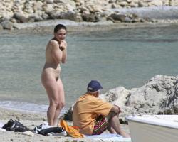 Nudist daughter and father at the beach cmnf 1/2
